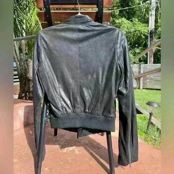 Joe’s Jeans Leather Jacket Medium Goth Emo Punk Moto Festival Concert - Picture 3 of 11